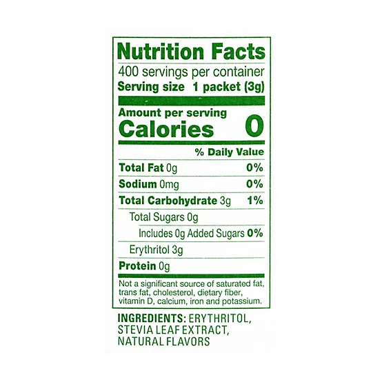 Back of Truvia Natural Sweetener