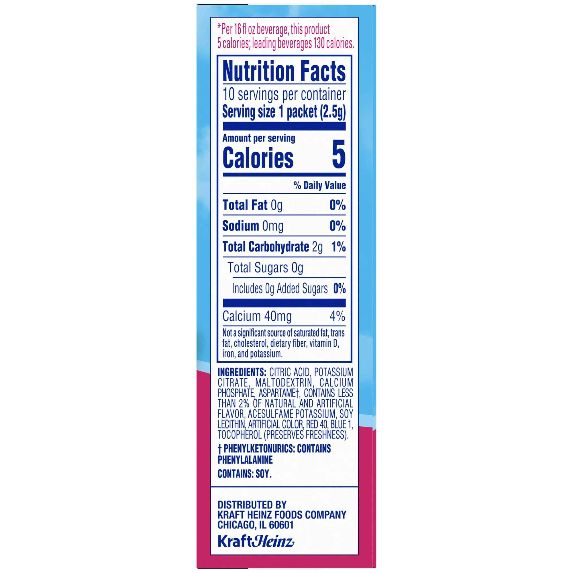 Back of Crystal Light Powdered Drink Mix