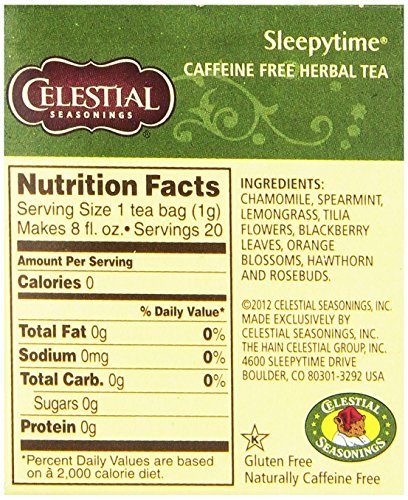 Back of Celestial Seasonings Sleepytime Tea Chamomile Blend
